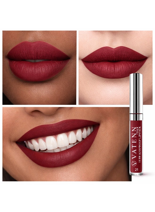 VATENN ITALY 18 Hr Kissproof Lipstick 21 Matte liquid lipstick, Lead-Free ,No Dry Feel, Weightless Feel, Vinyl Ink Kissproof /Lip Lingerie Transfer-Proof, All Day Wear. - Image 2